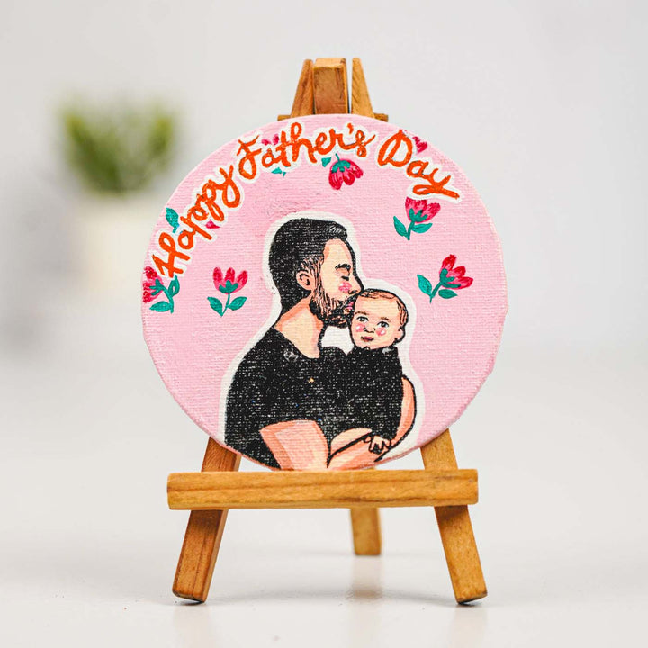 Photo Personalized Hand-Painted Father And Son Theme Canvas Fridge Magnet