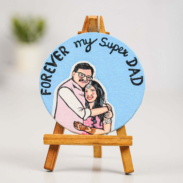 Photo Personalized Hand-Painted Father And Daughter Canvas Fridge Magnet
