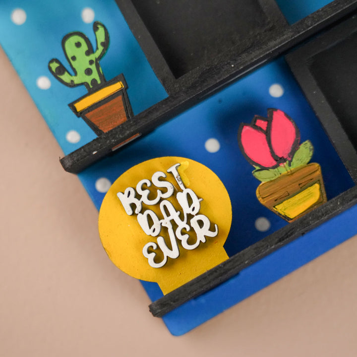 Photo Personalized Handmade Super Dad Mdf Wood Fridge Magnet With Stand