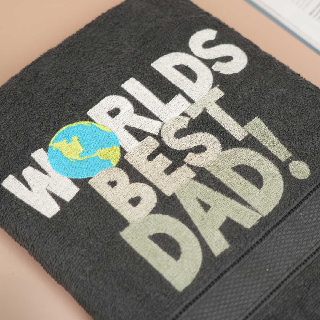 Personalized Embroidered "World's Best Dad !" Cotton Bath Towel