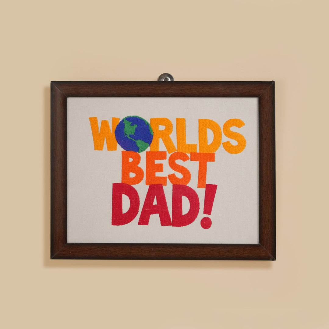 Personalized Embroidered "World's Best Dad!" MDF Wood Decorative Plaque