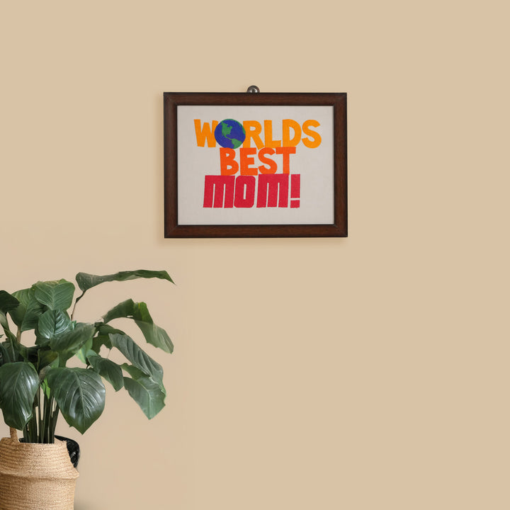 Personalized Embroidered "World's Best Mom!" MDF Wood Decorative Plaque