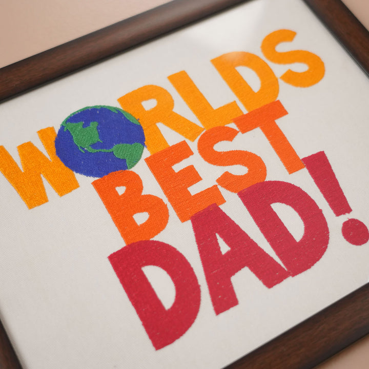 Personalized Embroidered "World's Best Dad!" MDF Wood Decorative Plaque