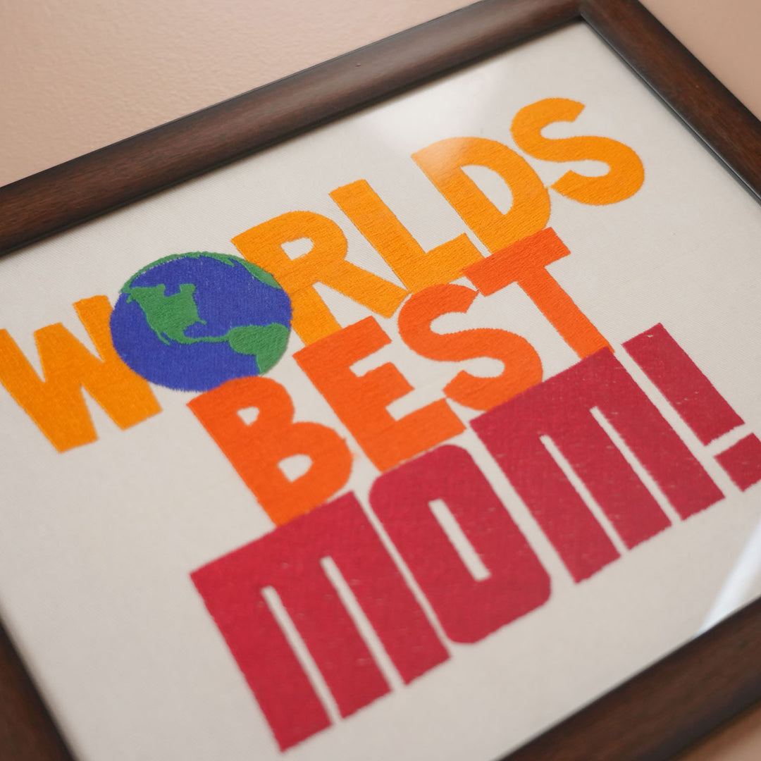 Personalized Embroidered "World's Best Mom!" MDF Wood Decorative Plaque