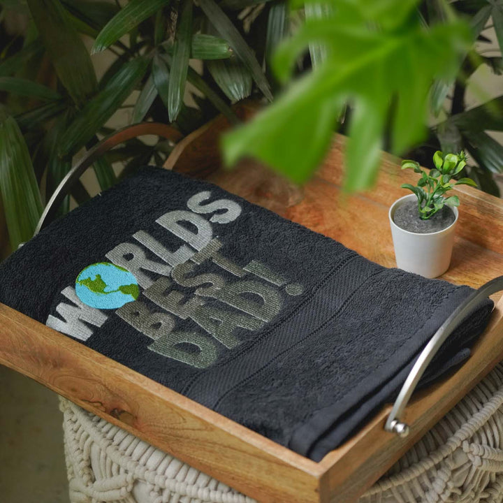 Personalized Embroidered "World's Best Dad !" Cotton Bath Towel