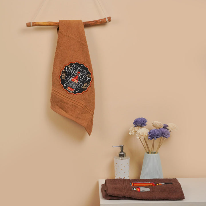Personalized Embroidered Whisky Theme Cotton Towels | Set Of 3