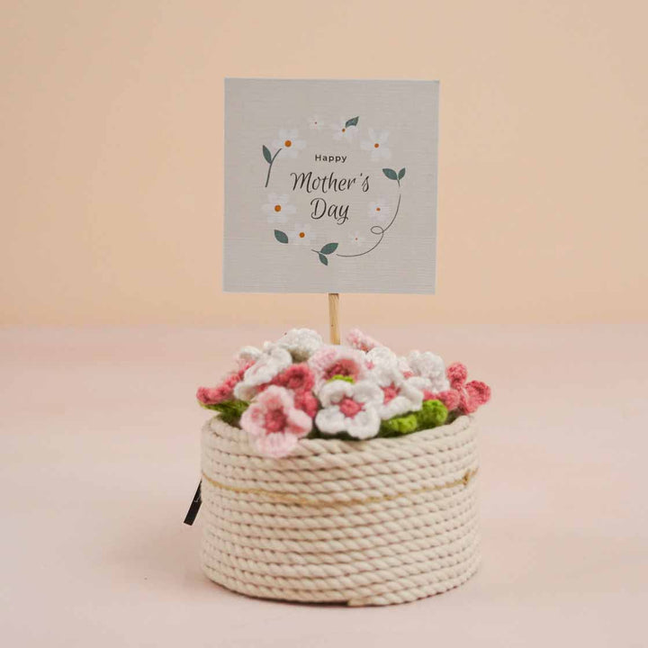 Personalized Handmade Crochet Large Flower Plant Pot With Message Card