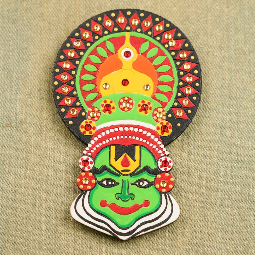 Handcrafted Kathakali Theme Wooden Fridge Magnet