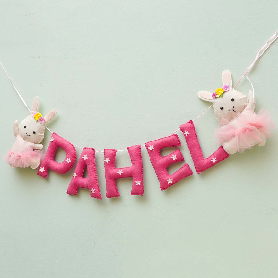 Personalized Handmade Bunny Theme Felt Bunting