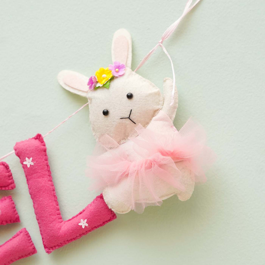 Personalized Handmade Bunny Theme Felt Bunting