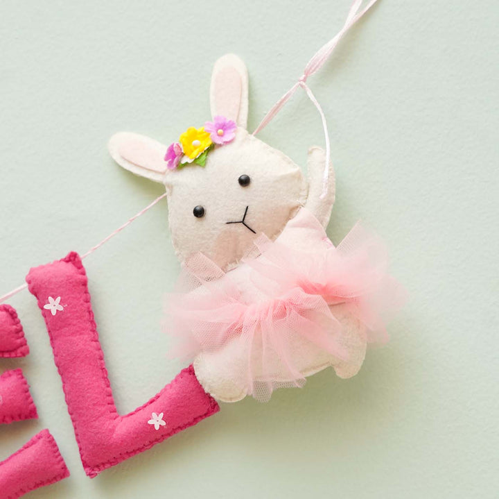 Personalized Handmade Bunny Theme Felt Bunting