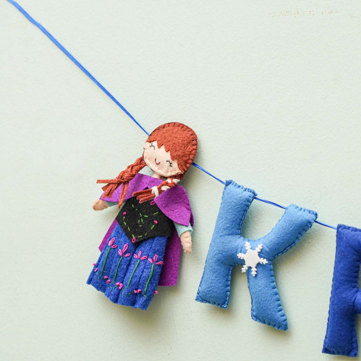 Personalized Handmade Frozen Theme Felt Bunting - Hanging Decorative Garland Close-up