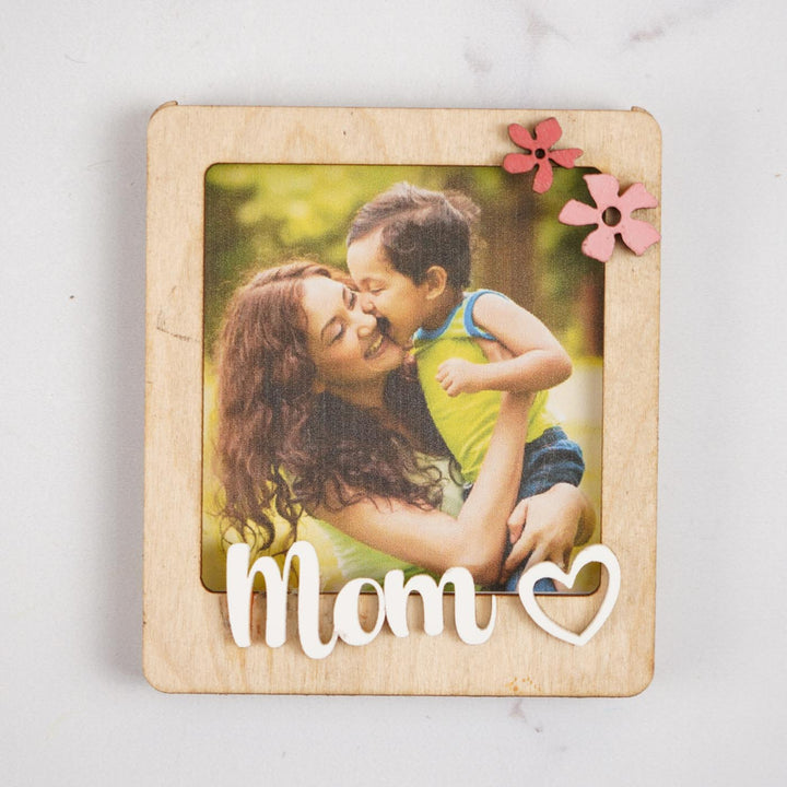 Photo Personalized Handmade Mom Theme Birch Wood Fridge Magnet