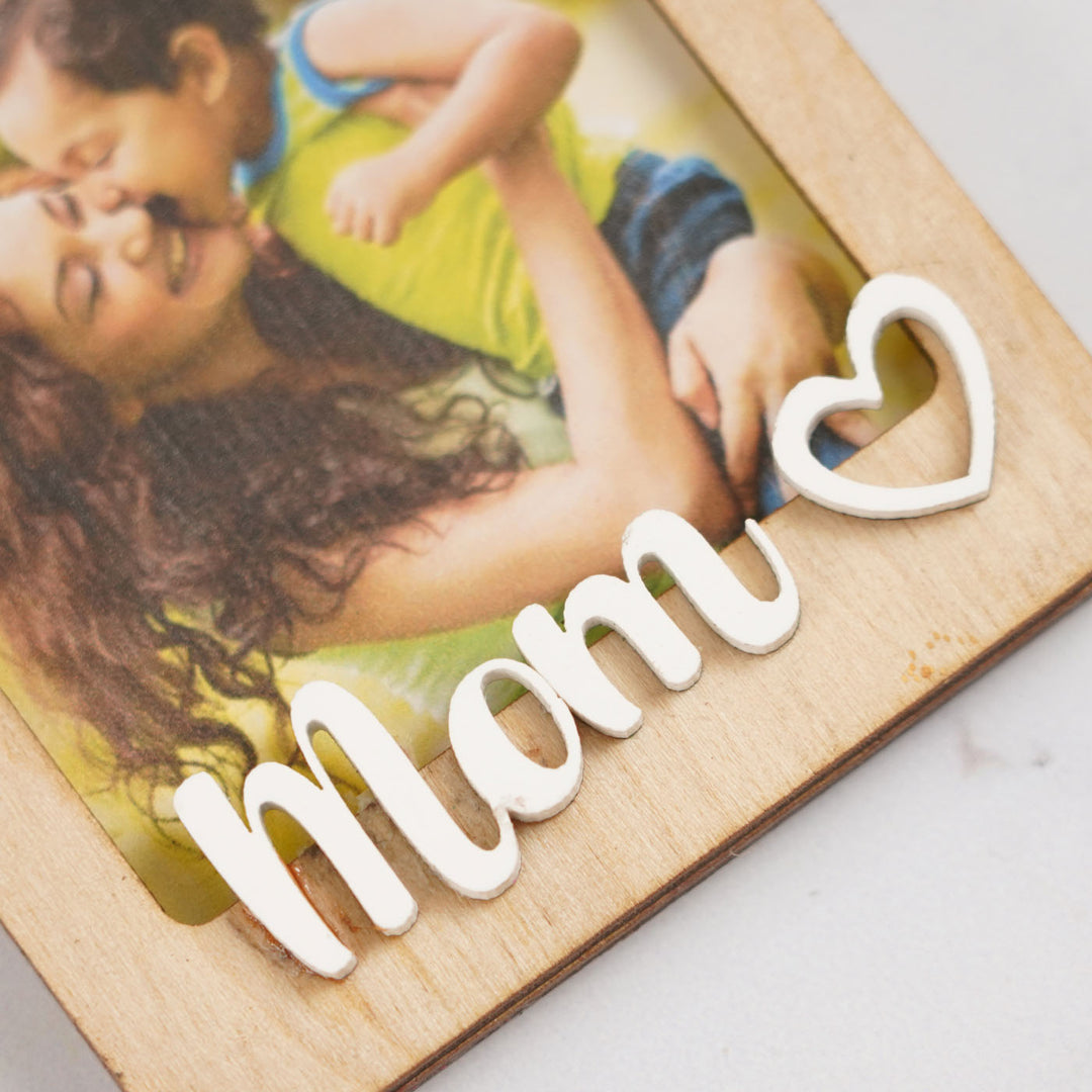 Photo Personalized Handmade Mom Theme Birch Wood Fridge Magnet
