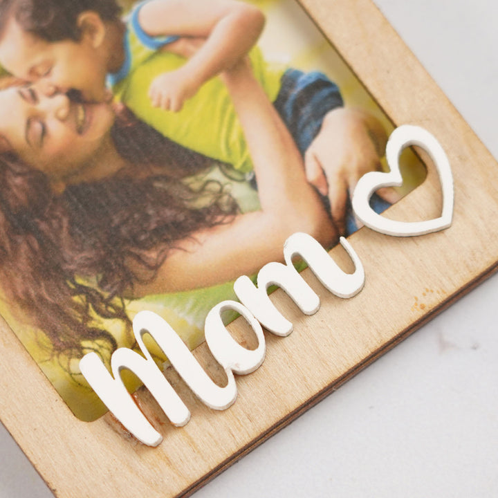 Photo Personalized Handmade Mom Theme Birch Wood Fridge Magnet