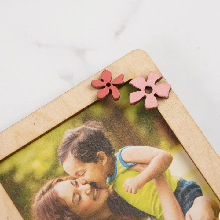 Photo Personalized Handmade Mom Theme Birch Wood Fridge Magnet