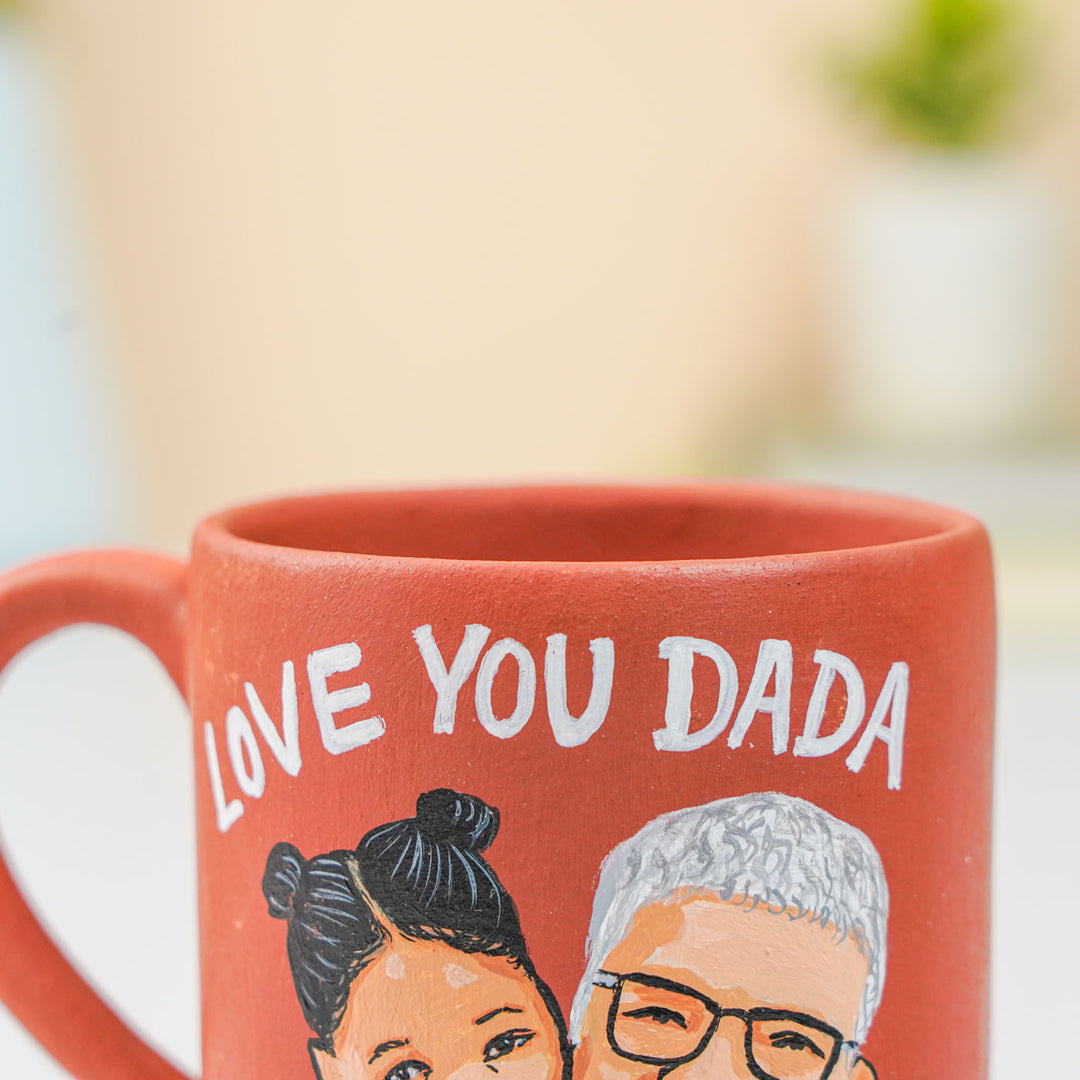 Photo Personalized Hand-Painted Grandpa And Kid Terracotta Mug