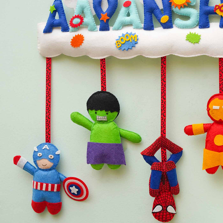 Personalized Handmade Avenger Rainbow Cloud
 Felt Name Plate