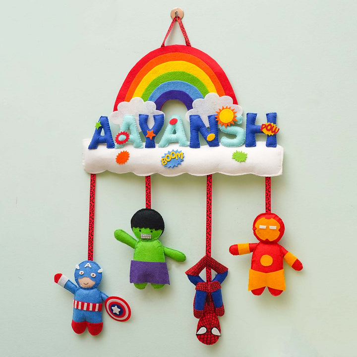 Personalized Handmade Avenger Rainbow Cloud
 Felt Name Plate