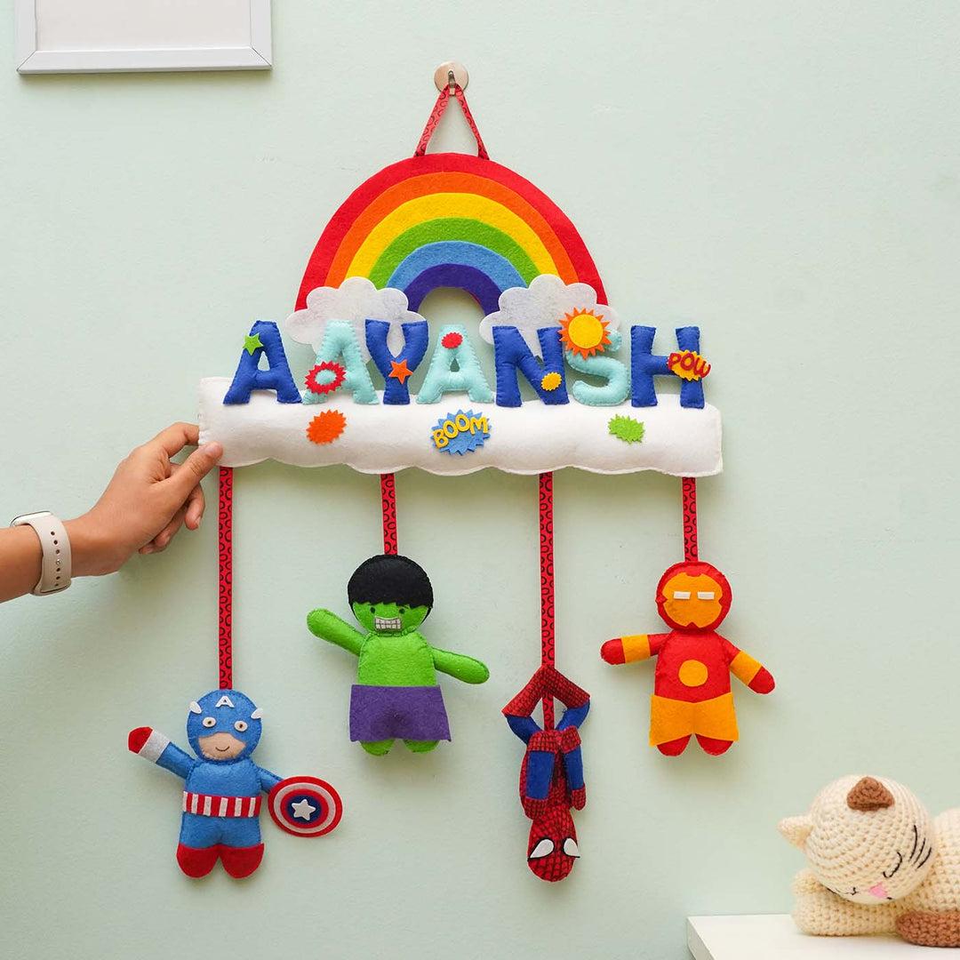 Personalized Handmade Avenger Rainbow Cloud
 Felt Name Plate