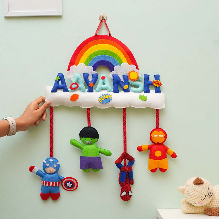Personalized Handmade Avenger Rainbow Cloud
 Felt Name Plate