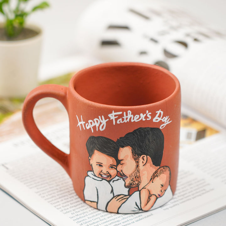 Photo Personalized Hand-Painted Father And Children Terracotta Mug