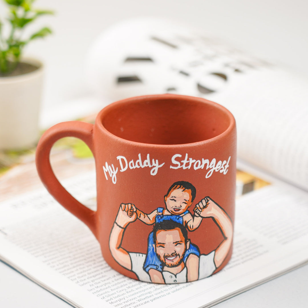 Photo Personalized Hand-Painted New Father Terracotta Mug