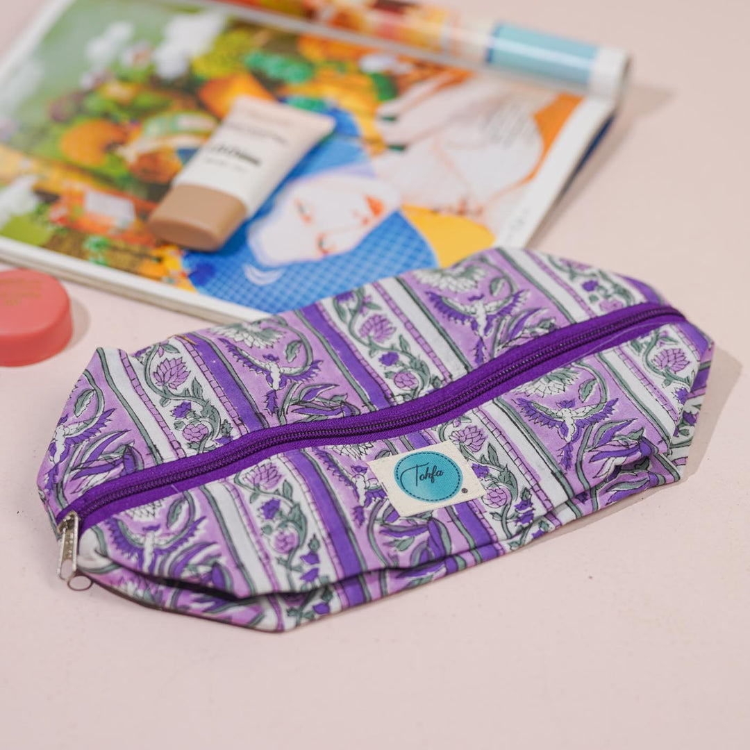 Purple Floral Cotton Infinity Pouch