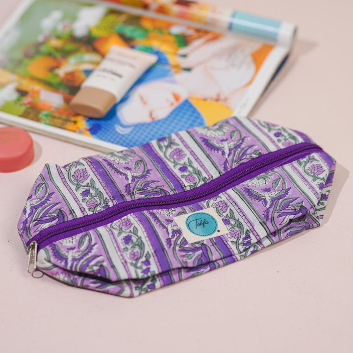 Purple Floral Cotton Infinity Pouch