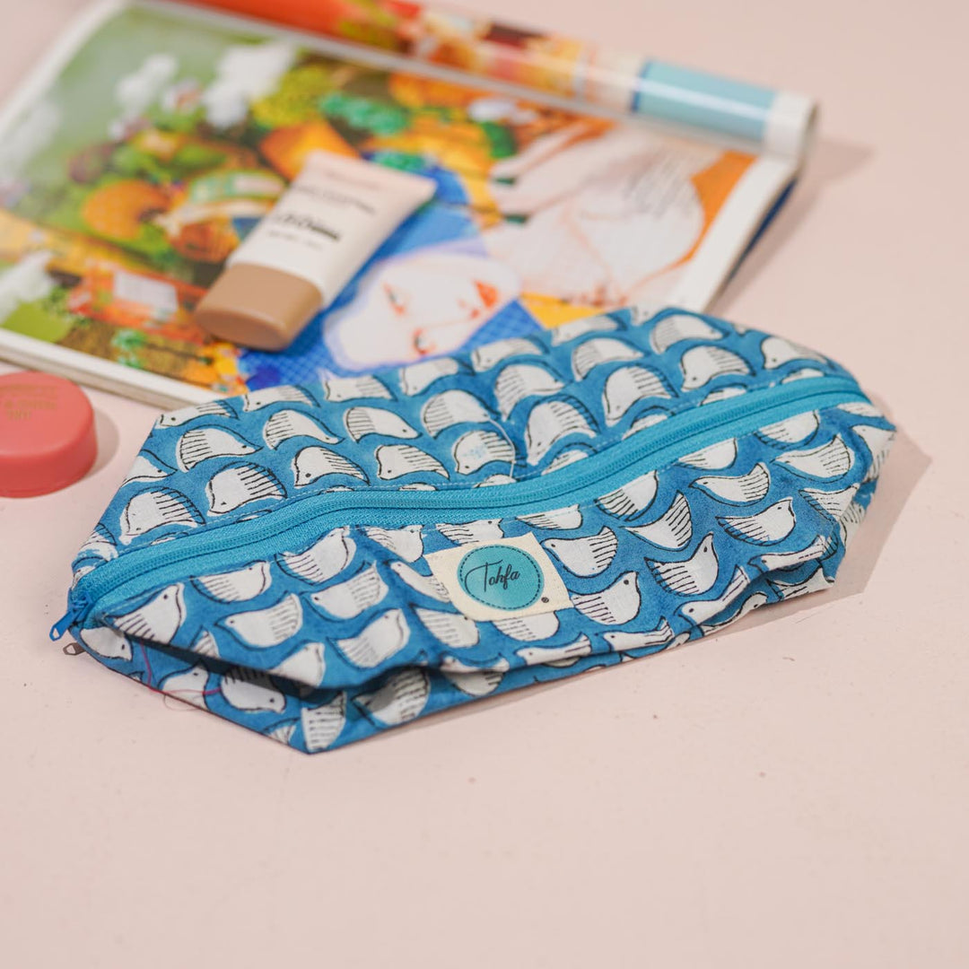 Blue Birds Cotton Infinity Pouch