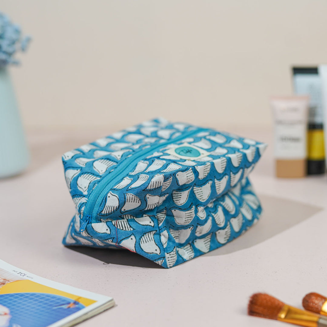 Blue Birds Cotton Infinity Pouch