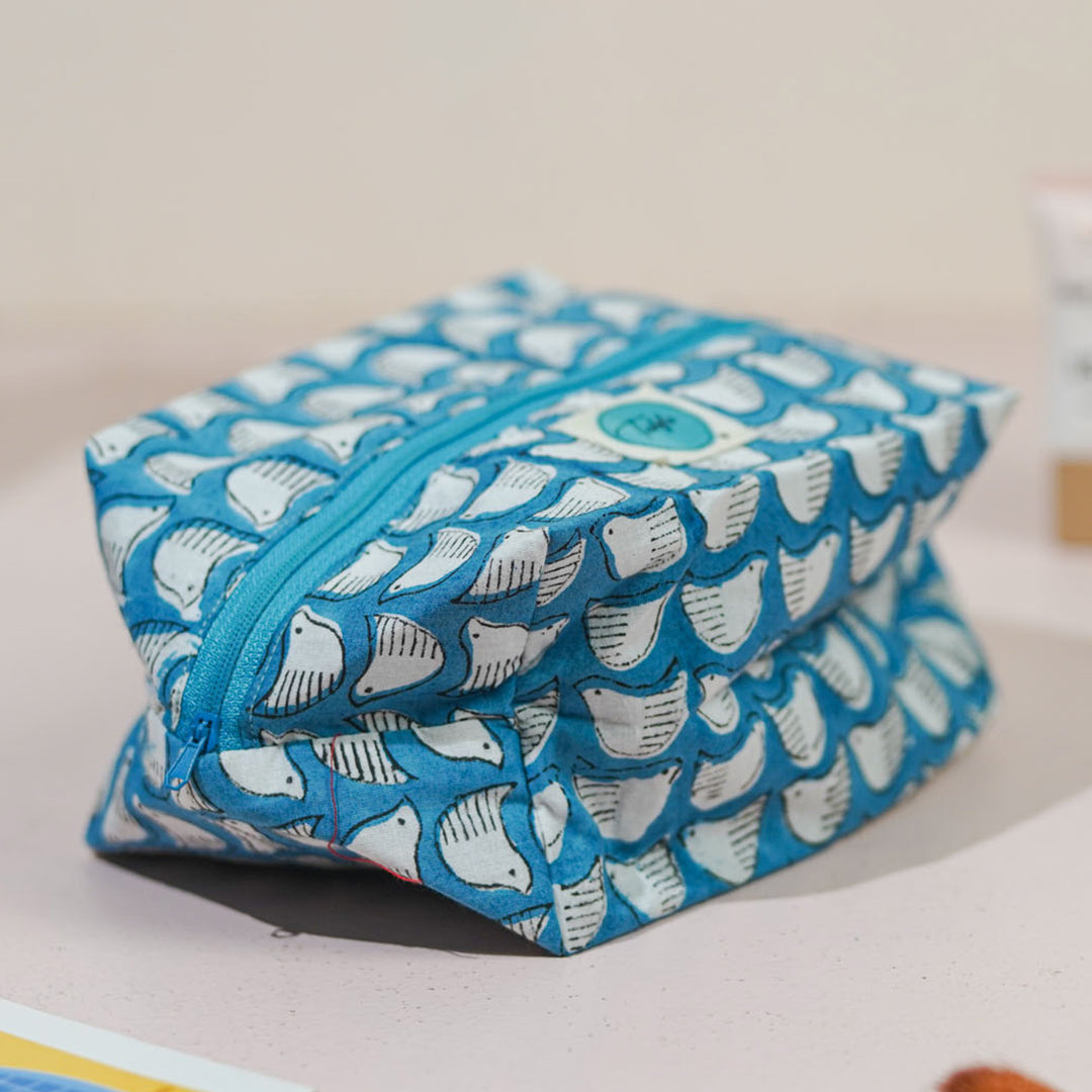 Blue Birds Cotton Infinity Pouch