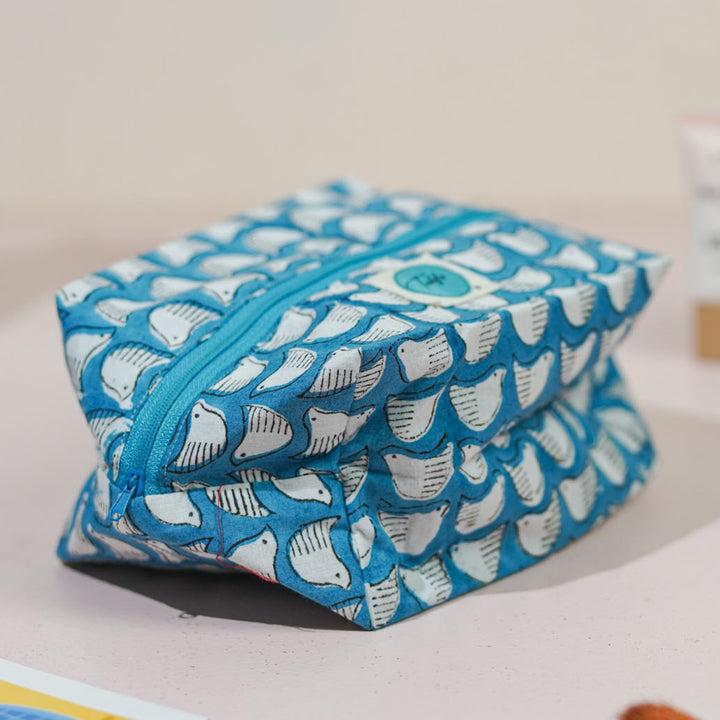 Blue Birds Cotton Infinity Pouch