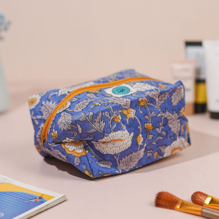 Blue Floral Cotton Infinity Pouch