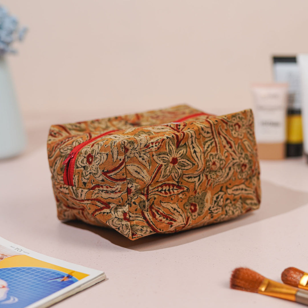 Yellow Ajrak Cotton Infinity Pouch