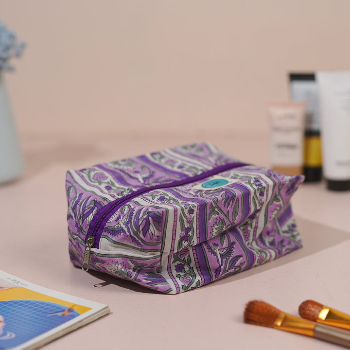 Purple Floral Cotton Infinity Pouch