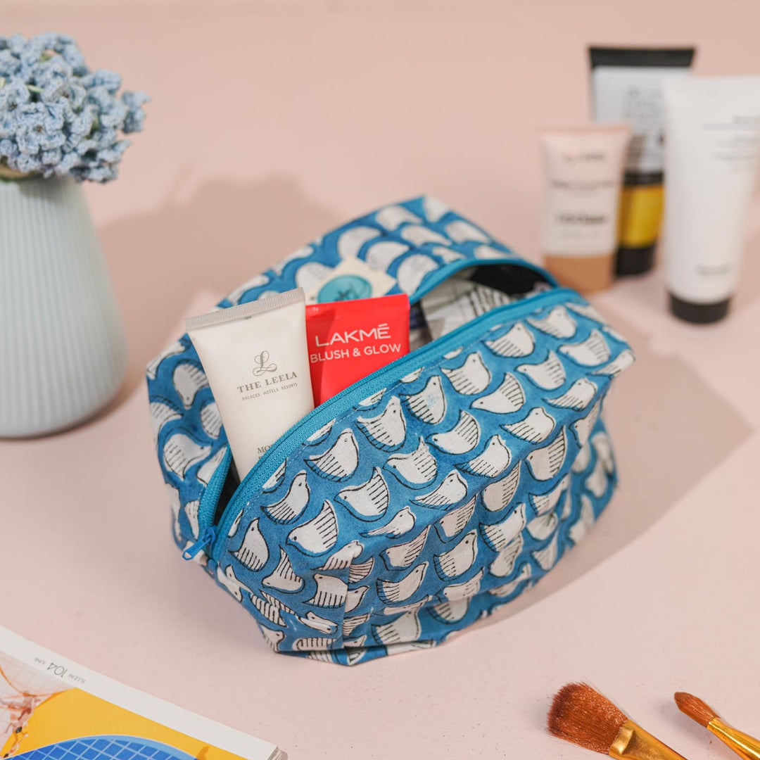 Blue Birds Cotton Infinity Pouch