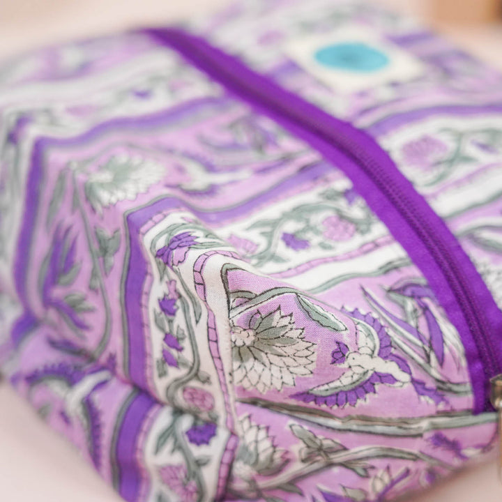 Purple Floral Cotton Infinity Pouch