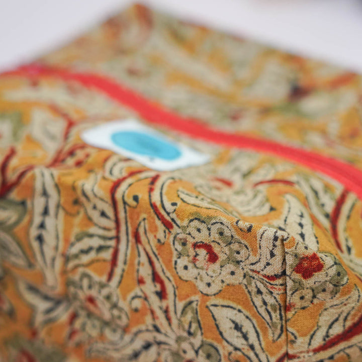 Yellow Ajrak Cotton Infinity Pouch