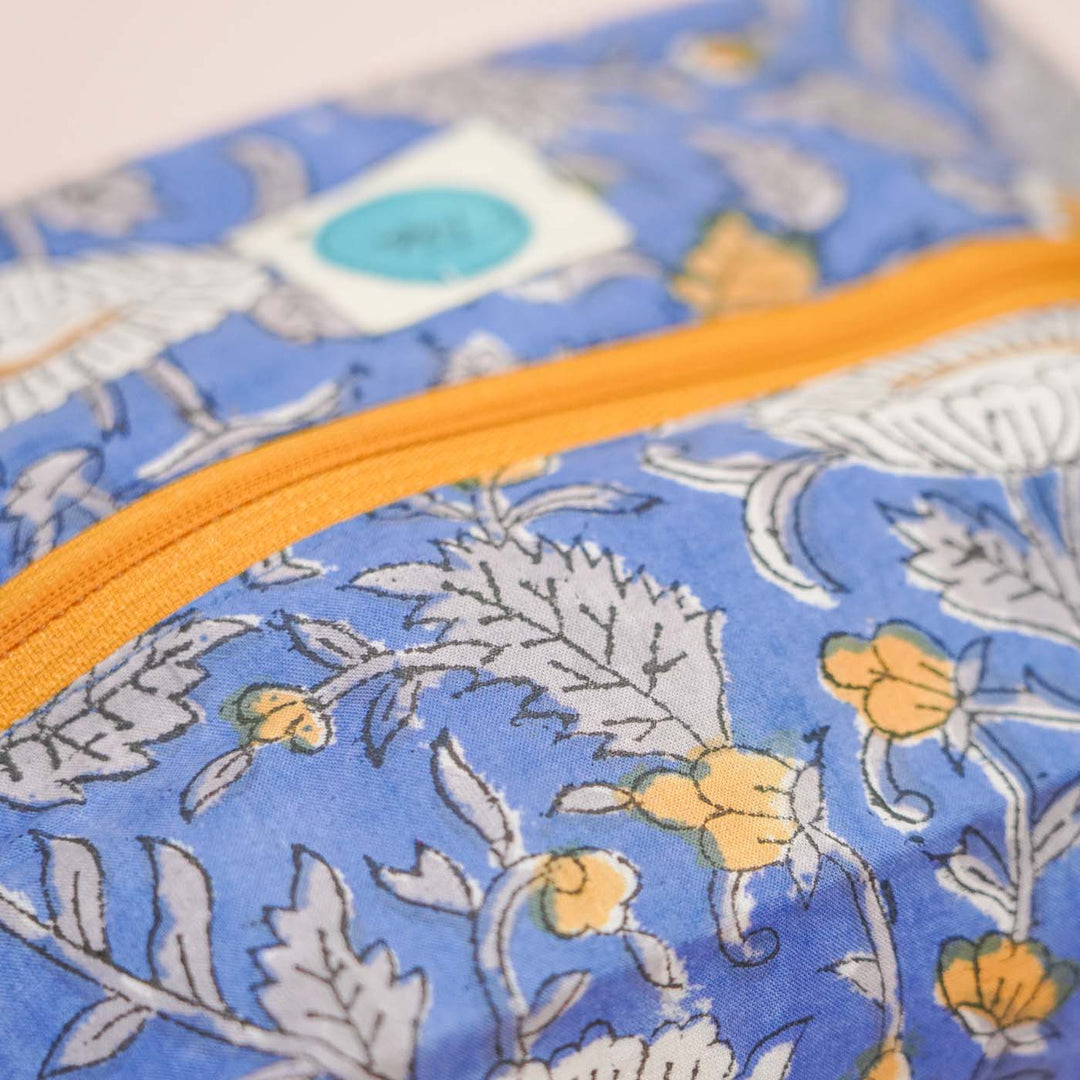 Blue Floral Cotton Infinity Pouch