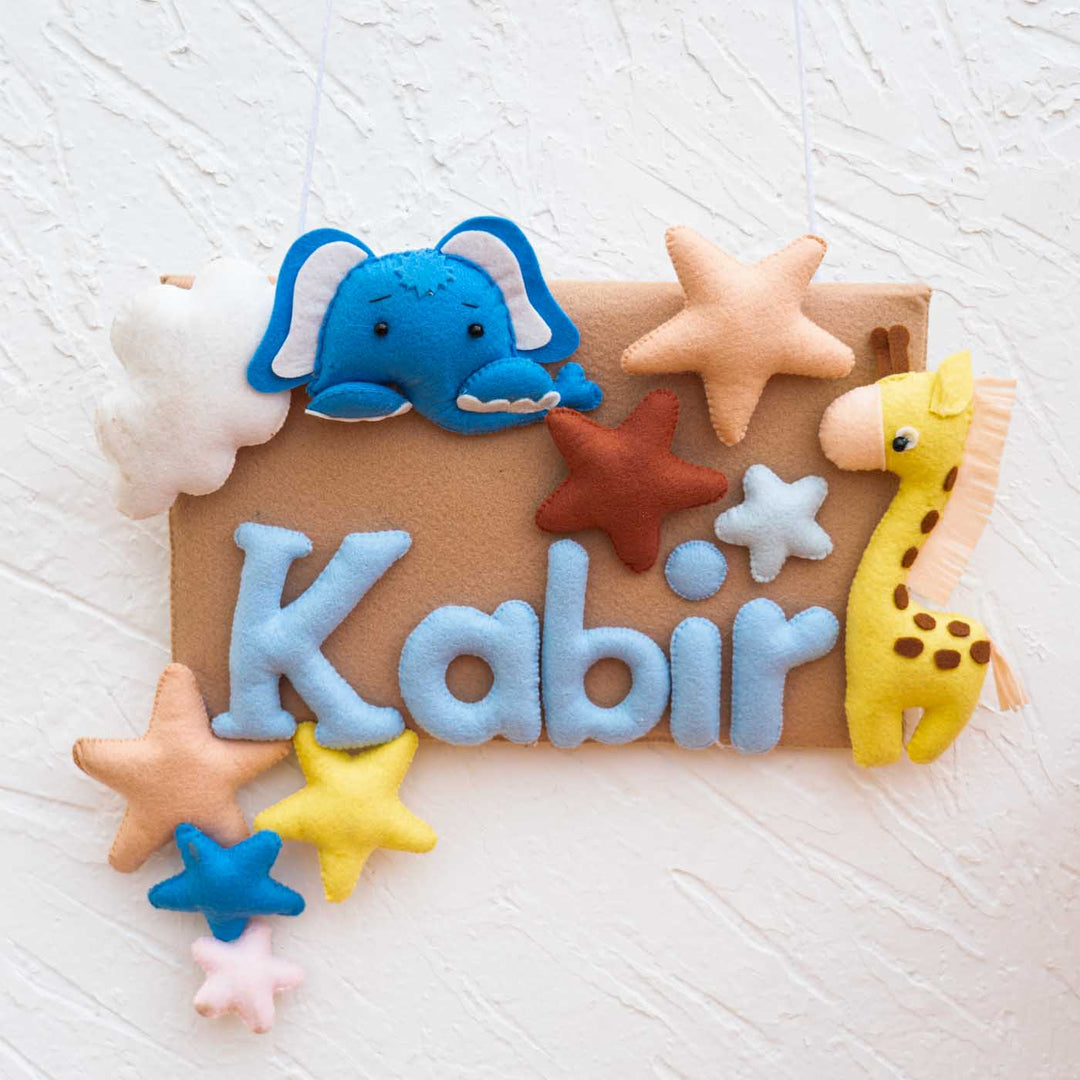 Personalized Kid's Jungle Theme Felt Nameplate for Boys