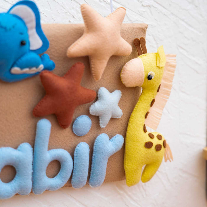 Personalized Kid's Jungle Theme Felt Nameplate for Boys