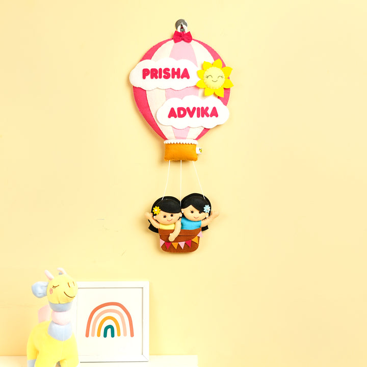 Hand-stitched Hot Air Balloon Felt Kids Nameplate