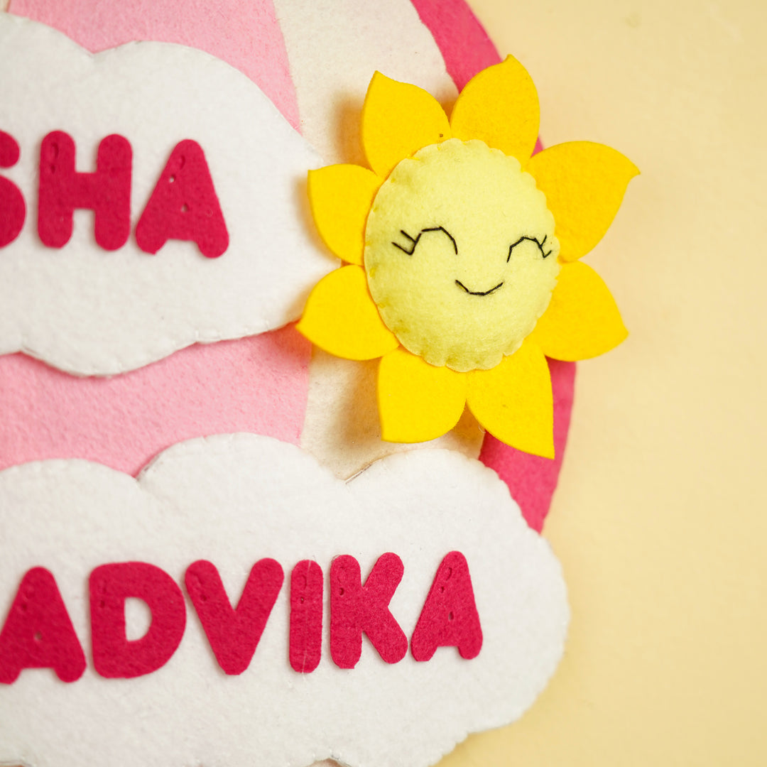 Hand-stitched Hot Air Balloon Felt Kids Nameplate