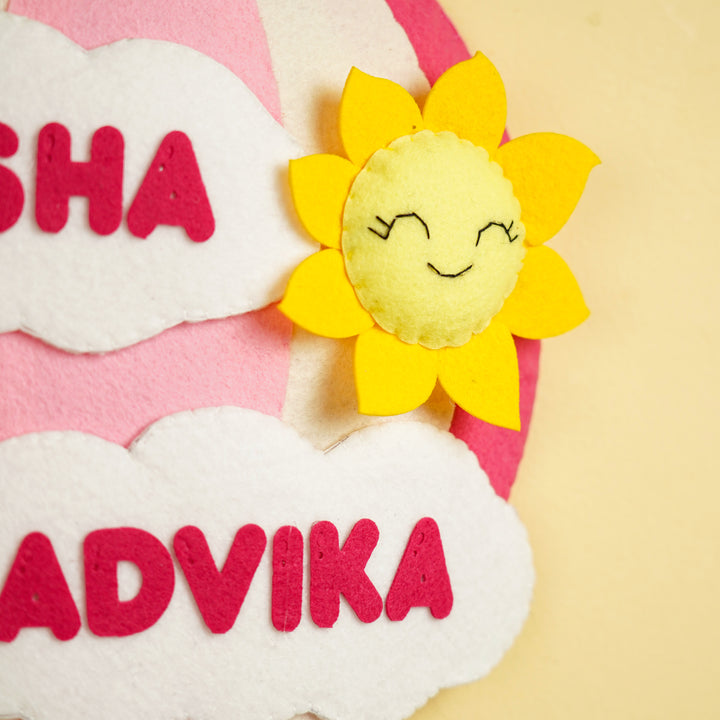 Hand-stitched Hot Air Balloon Felt Kids Nameplate