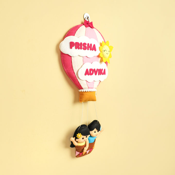 Hand-stitched Hot Air Balloon Felt Kids Nameplate