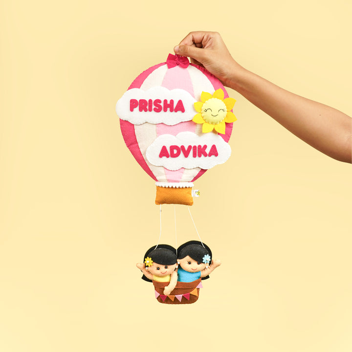Hand-stitched Hot Air Balloon Felt Kids Nameplate