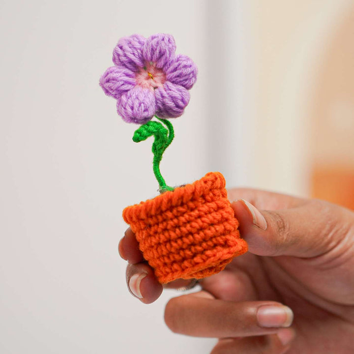 Handmade Crochet Cute Purple Flower Pot
