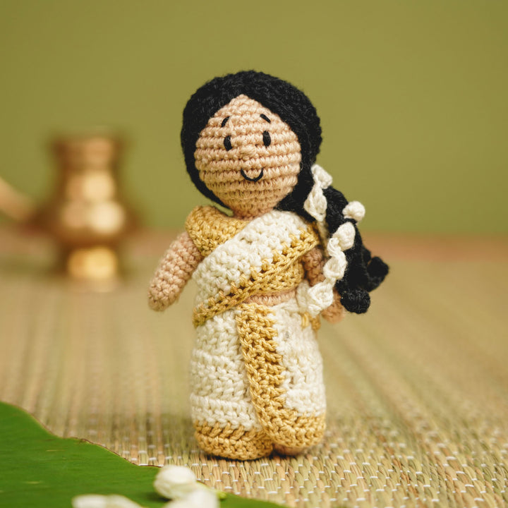 Handmade Crochet Kerala Couple Cotton Dolls | Set Of 2