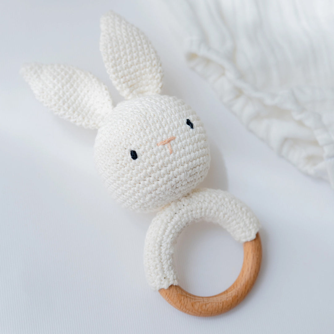 Little Meadows Baby Boy Gift Hamper | Romper, Swaddle & Bunny Rattle